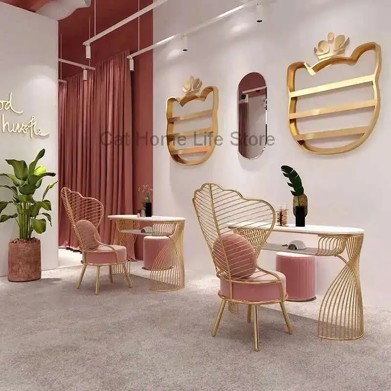 

Japanese Simplicity Professional Nail Tables Manicure Aesthetic Designer Led Lamp Nails Chair Supplies Manicure Tafel Furniture