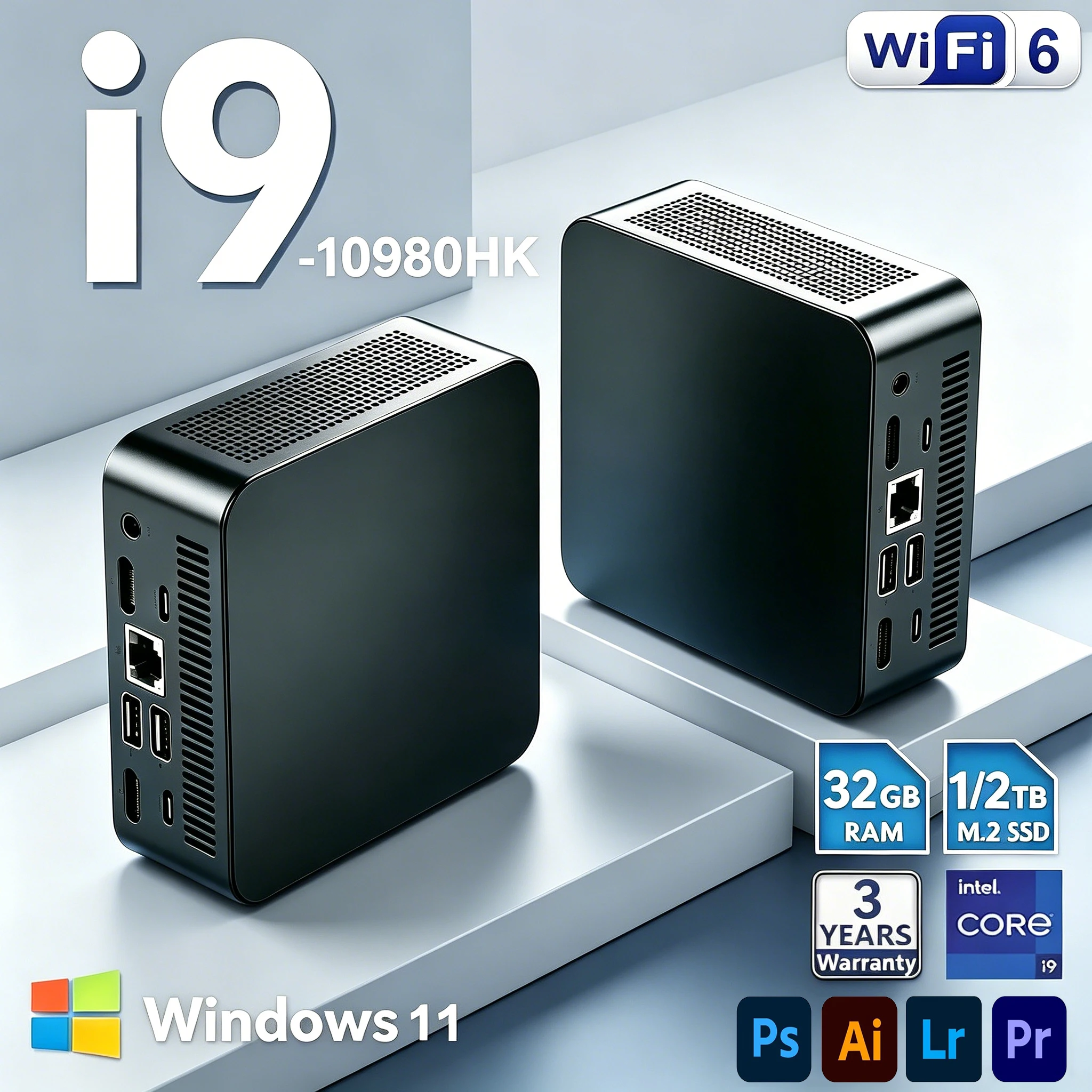 ミニPC i9-10885H 8GB+256GB Office 2019 Windows 11 Mini PC i9 8950HK 16GB RAM 1TB SSD WiFi 6