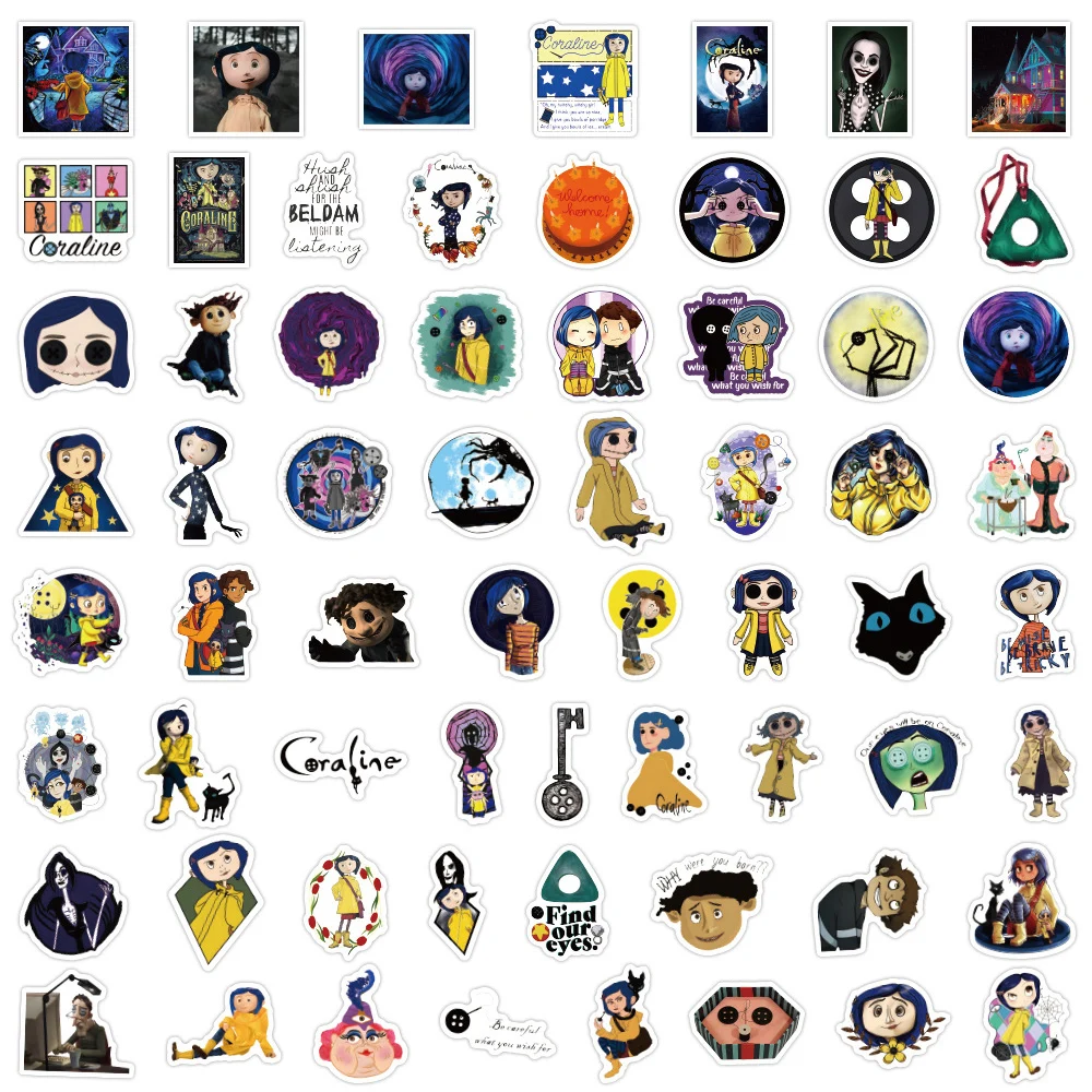 10/30/60pcsMovie Coraline & the Secret Door Stickers for Kids Graffiti Car Laptop Motorcycle Waterproof Cool Cartoon Sticker Toy