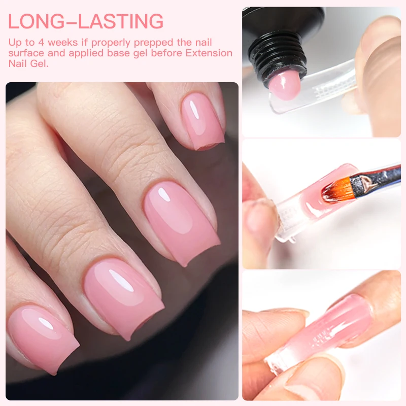 20ml Macaron ขยายเล็บเจลเล็บ Nude สีขาว Semis ถาวรเจลสําหรับเล็บยืดอะคริลิคคริสตัลก่อสร้างเจล