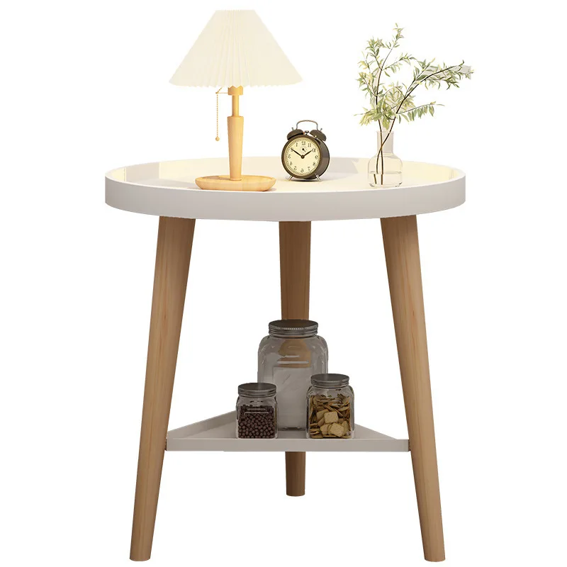 

Small round table small apartment bedside table bedroom coffee table rack