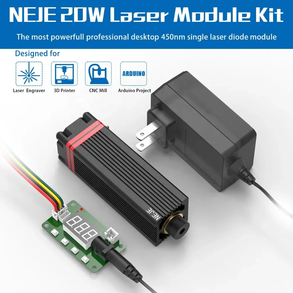 2020 NEJE 20W 450nm Laser Module Head Kits For DIY With TTL / PWM Modulation For Laser Cutting Machine, Laser Engraving Machine