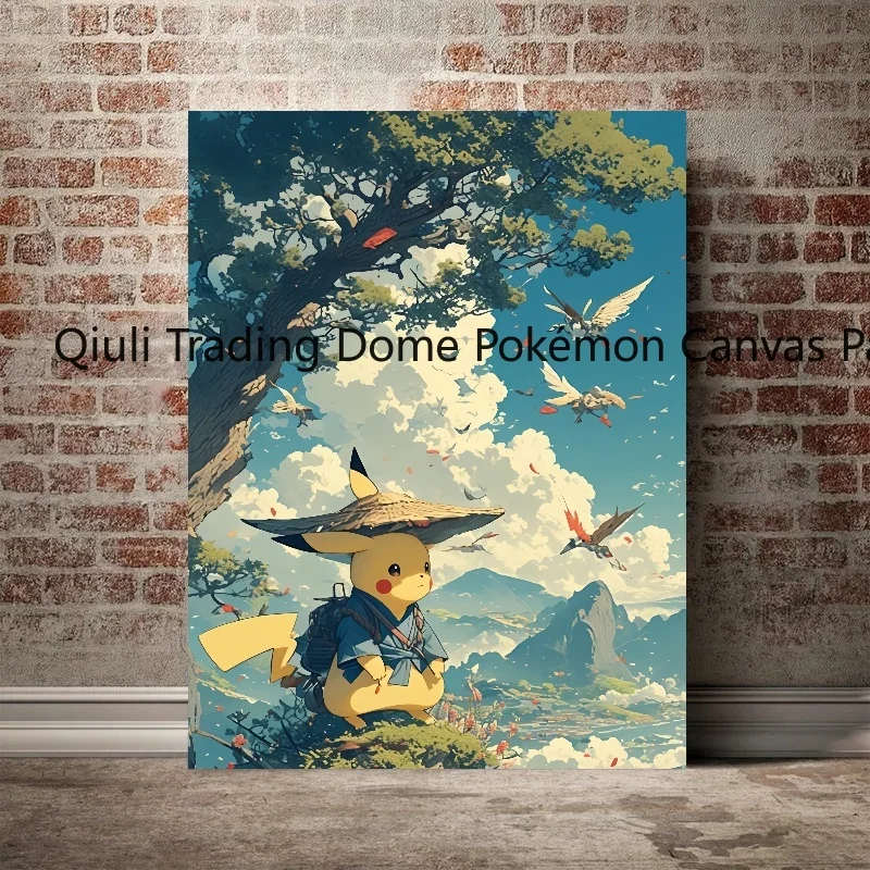 Pokemon Print on Canvas Pikachu Wall Art Decorative Aesthetic Poster Modern Living Home Room Decoration Paintings Friends Gifts