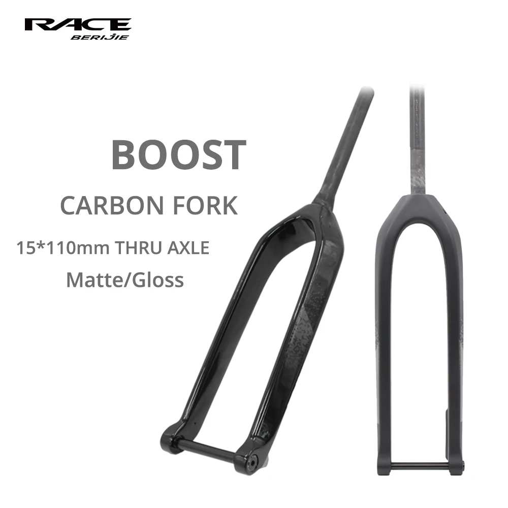 Vollcarbon MTB Starrgabel, Steckachsen-Boost-Gabel 15*110mm, Starrgabel mit Vertebra-Rohr aus Carbon, 26"/27.5"/29", Matt/Glänzend