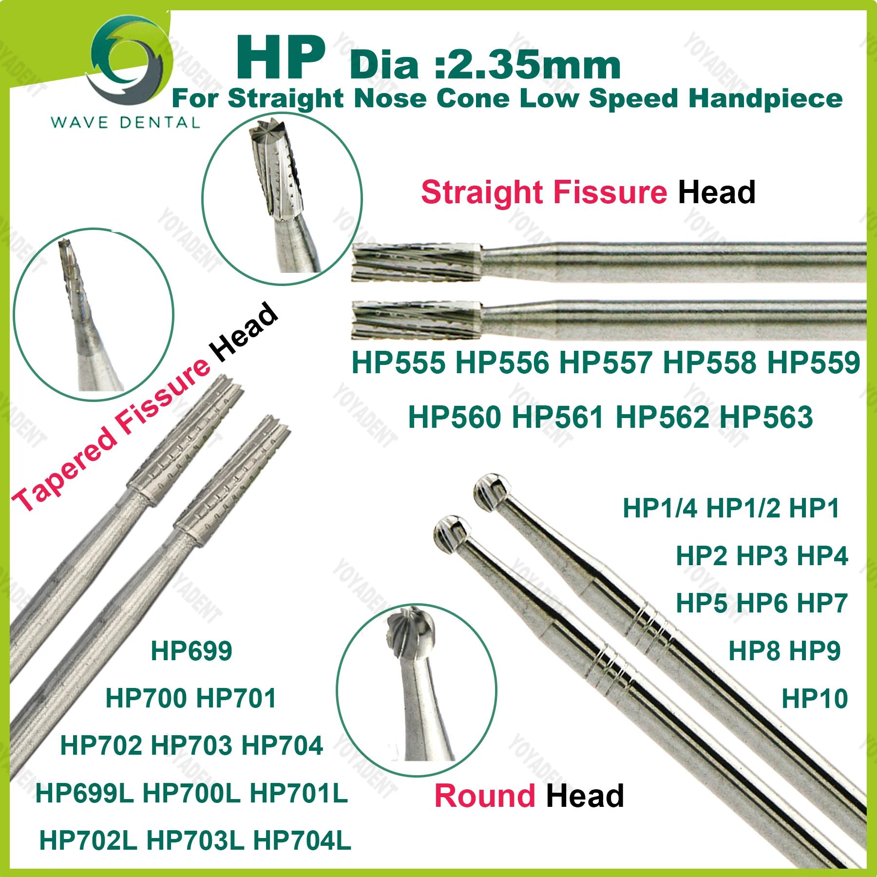 

WAVE Dental Tungsten Carbide Burs Dentistry Drills HP Dia 2.35mm For Straight Nose Cone Low Speed Handpiece Dentist Materials