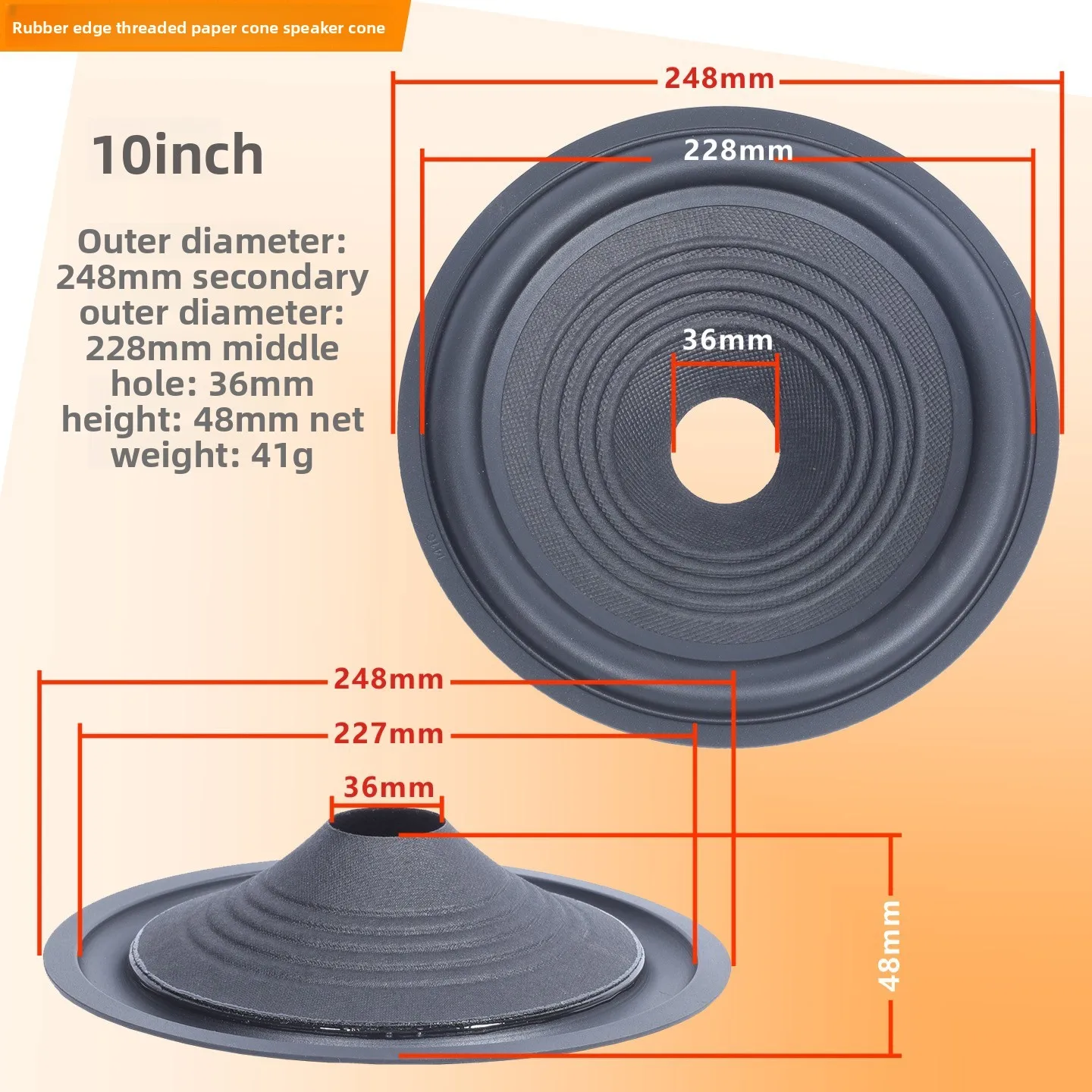 MW Audio 2PCS luidspreker papieren membraan 3"-18", zwarte stoffen rand HiFi woofer reparatie membraan