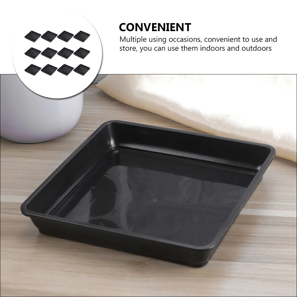 12 Pcs Flower Pot Tray Plant Pots Indoor Flowerpot Trays Ground Plastic Container Base Water Holding Square Shape Plates