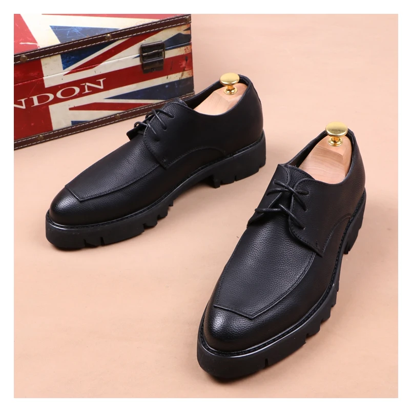 

Корейский стиль, мужские модные туфли на платформе для свадебной вечеринки, оригинальные кожаные туфли дерби на шнуровке, дышащие кроссовки, стильная обувь