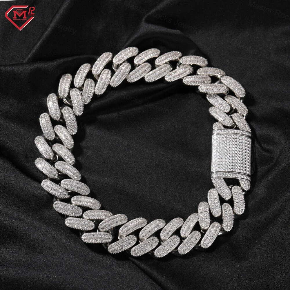 

Hiphop 24mm Miami Cuban Link Chain 925 Sterling Silver Iced Out Vvs Moissanite Cuban Link Chain