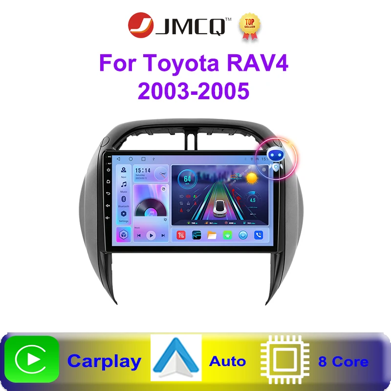 

JMCQ 2 Din Android 12.0 Car Radio Multimedia Video Player Navigation GPS For Toyota RAV4 Rav 4 2003- 2005 Carplay Auto Head Unit