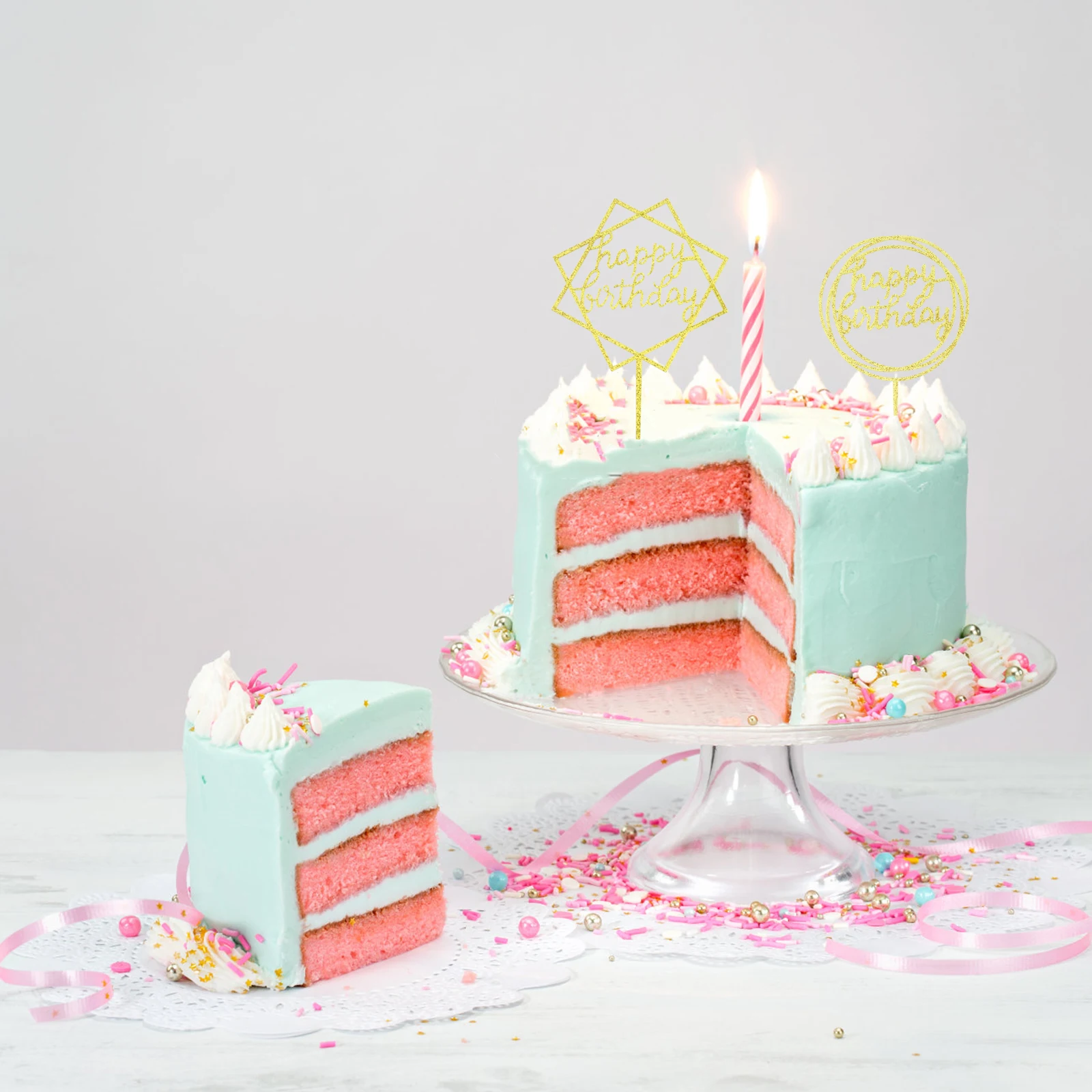 

20 pcs Birthday Cake Decoration Insert Cupcake Picks Cake Toppers Party Decorations Happy Birthday Topper for Cupcakes Cheese