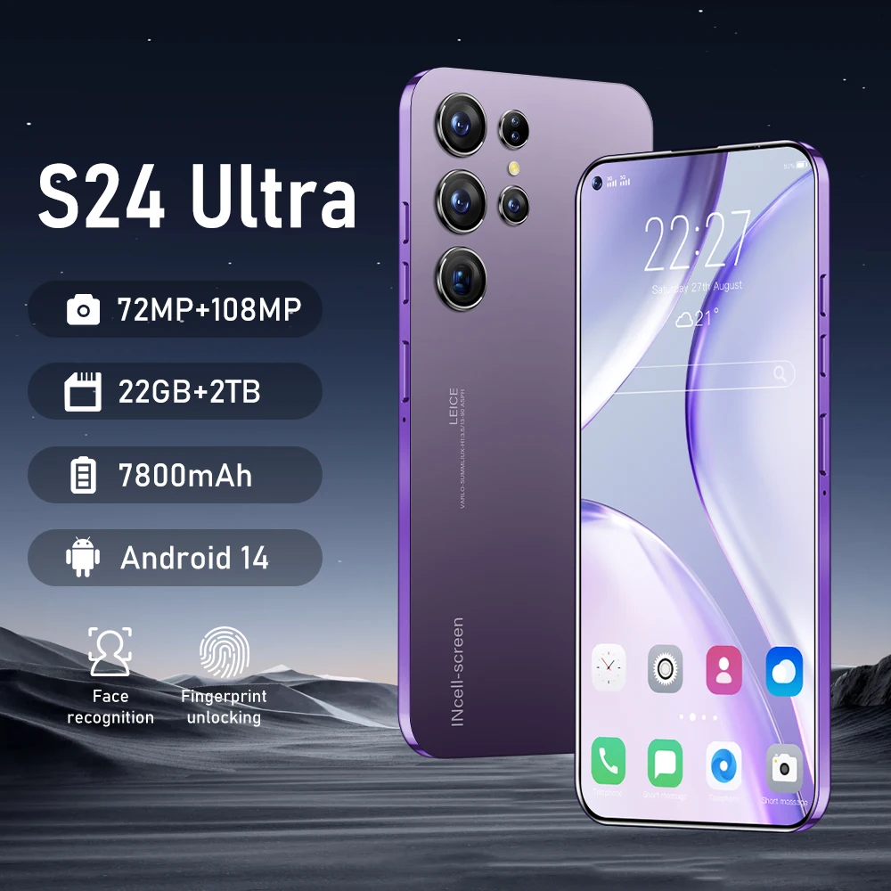 

2025 S24Ultra smartphone 5G 7.3-inch high-definition full screen Android 14 Battery 8000mAh Snapdragon 8gen3 10core unlocked