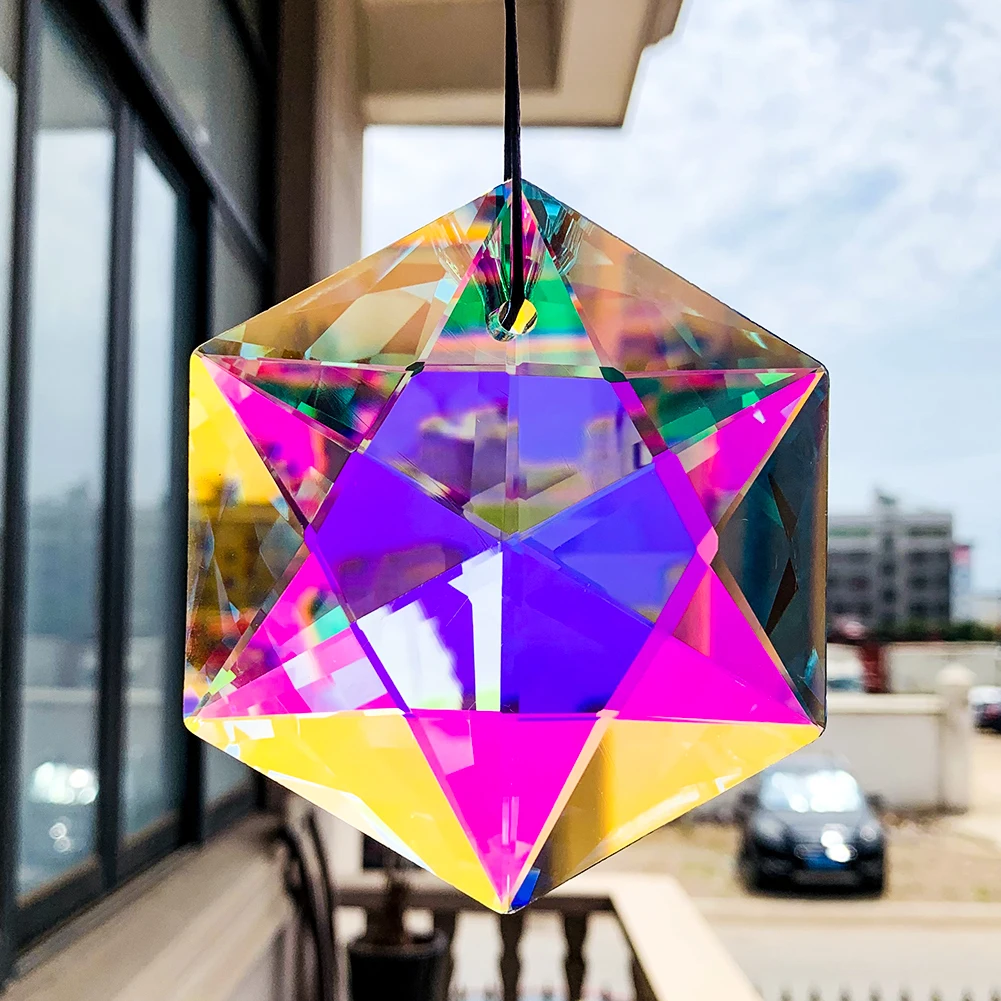 Clear Rainbow Crystal Drop Prism Sun AB-Color Window Hanging Pendant Ornament Chandelier Parts DIY Catcher Home Wedding Decor