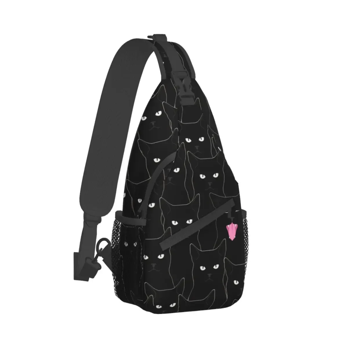 

Black Cats Crossbody Chest Bags Black Cat Pockets Travel Pack Messenger Sports Teens Shoulder Bag Unisex