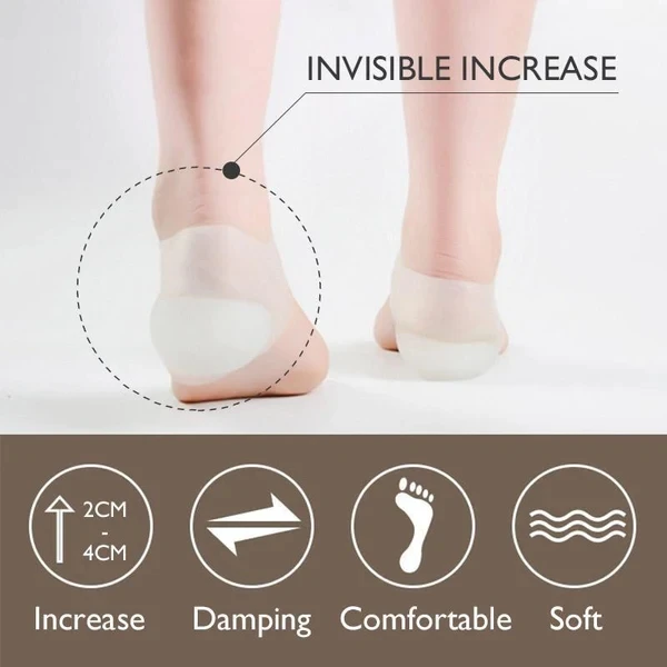 Medical Grade Height Increasing Gel Insoles Shoe Inserts for Plantar Fasciitis Sore Heel Pain Heal Dry Cracked Heel Achilles