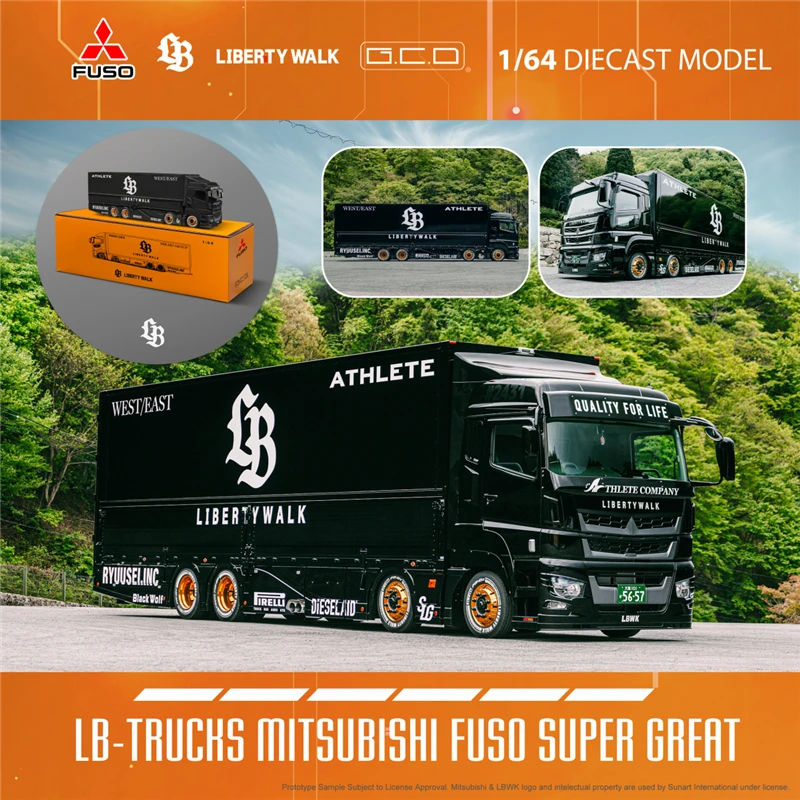 (Pre-Order)  GCD 1:64 LWBK LB-TRUCKS Fuso Super Great Flash 23 White Black LB RHD Diecast Collector\'s Vehicle Model Car