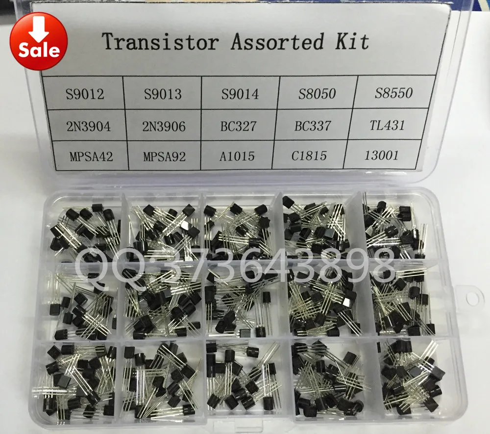 300pcs 15 Values Transistor Assorted Kit TO-92 S9012 S9013 S9014 S8050 S8550 2N3904 2N3906 BC327 BC337 TL431 MPSA42 MPSA92 A1015