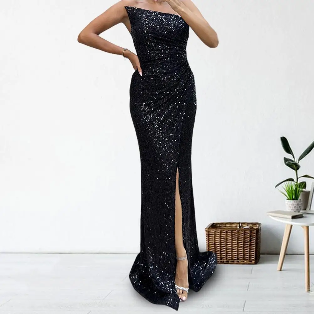 Robe Maxi Plissée à Paillettes pour Femme, Slim Fit Off, Robe de Soirée, Bal, Anniversaire, Wlwear, Été