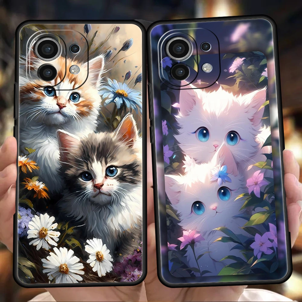 Cute Detection Cat Phone Case Cover for Xiaomi Mi 15 14 13 12 11 Ultra 14T 13T 12T 11T 10T Pro Lite 5G Soft TPU Fundas Shell Bag