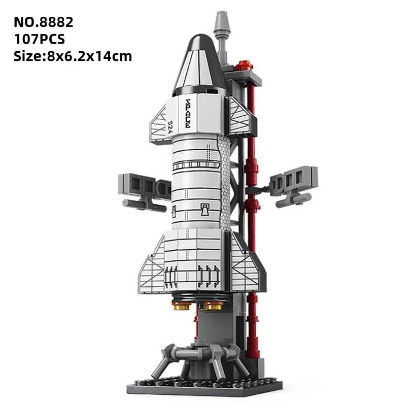 Blok Bangunan Roket Berawak Penerbangan Luar Angkasa dengan Figur Astronot Model Perakitan Puzzle Dirgantara Kota Batu Bata Mainan Anak-anak