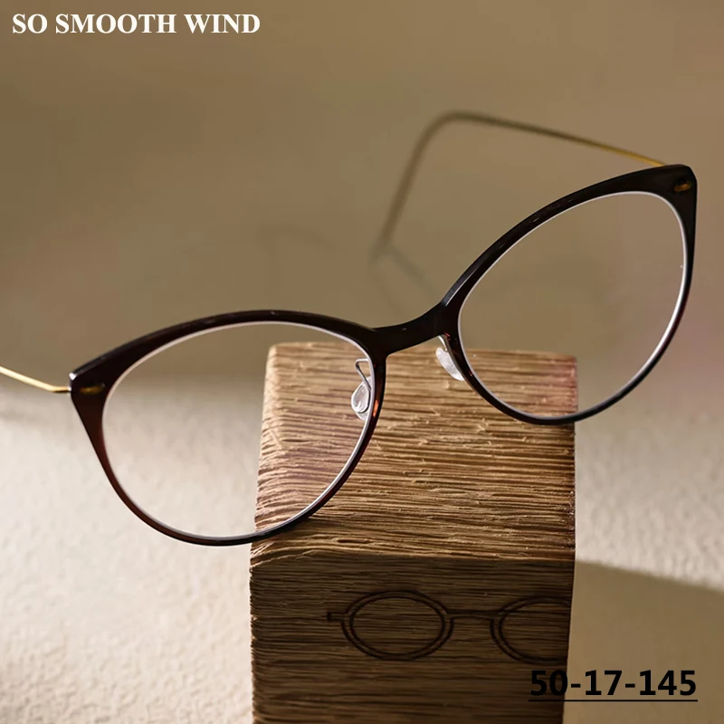 

Датский бренд, сверхлегкая оправа для очков «кошачий глаз», 6564, женские очки из титана и ацетата, безвинтовые дизайнерские женские очки