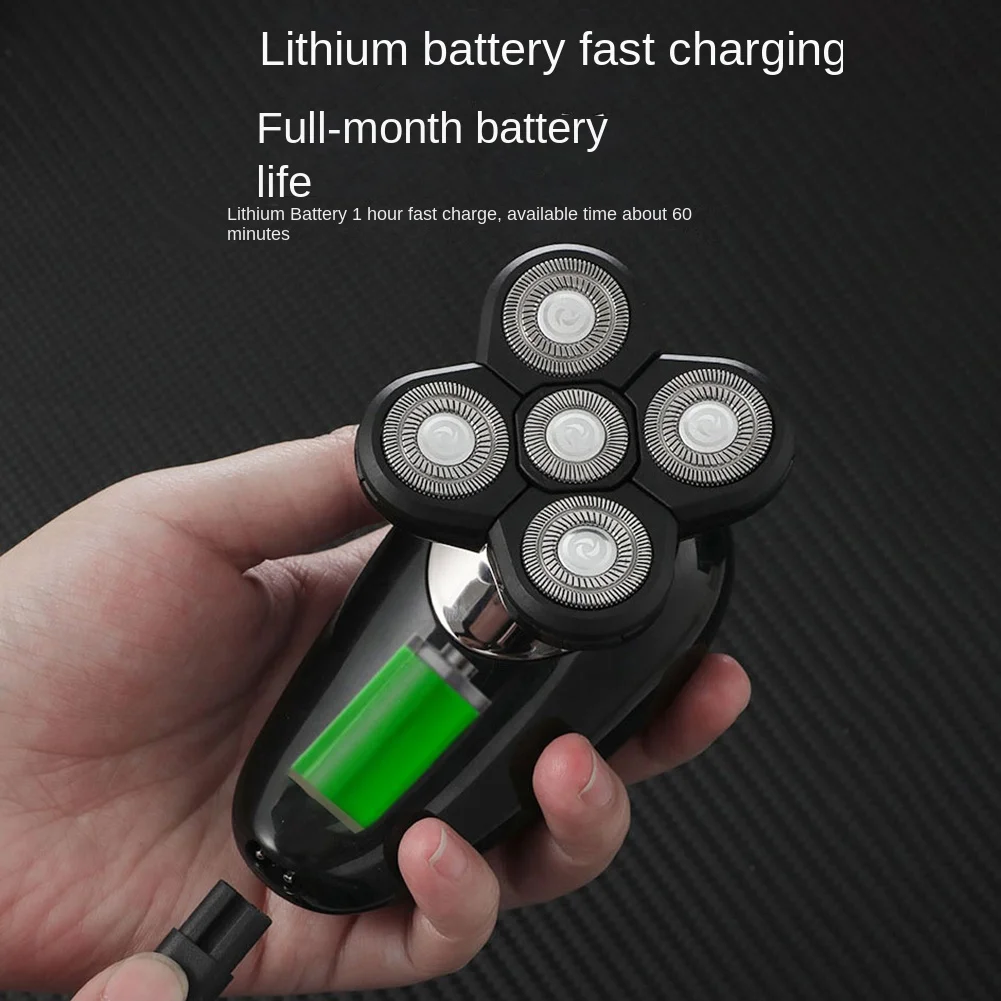 男性用LEDディスプレイ付き電動かみそり,ハゲ頭かみそり,鼻毛とあごひげトリマー,洗顔ブラシ,2個