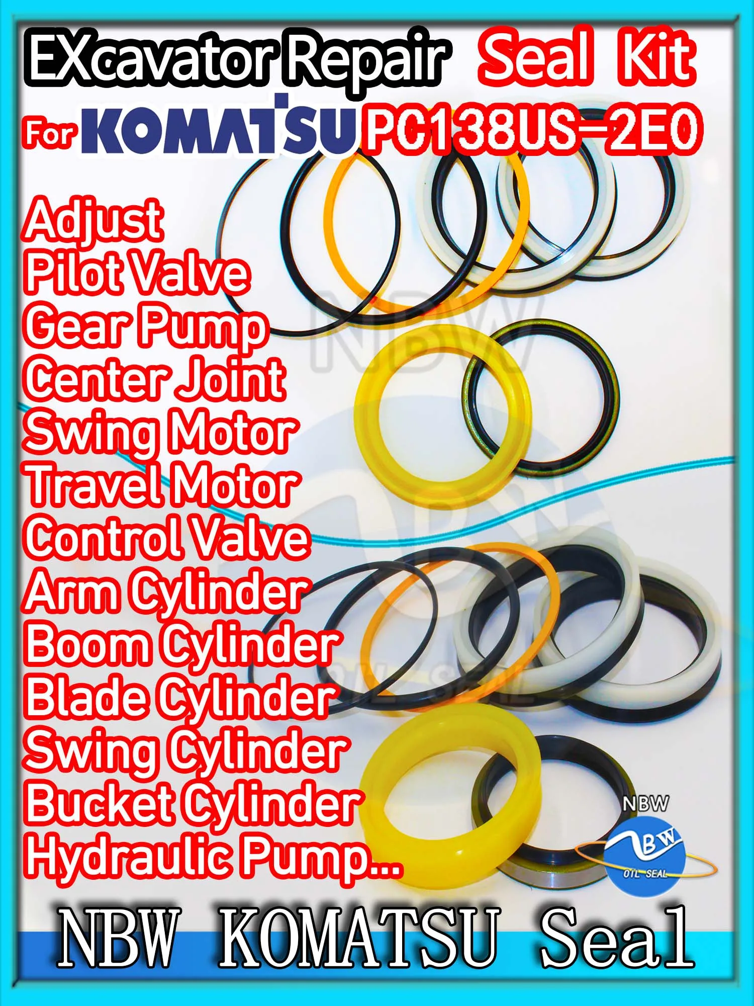 For KOMATSU PC138US-2E0 Excavator Oil Seal Kit High Quality Repair PC138US 2E0 Washer Skf Service Orginal Quality Track Spovel