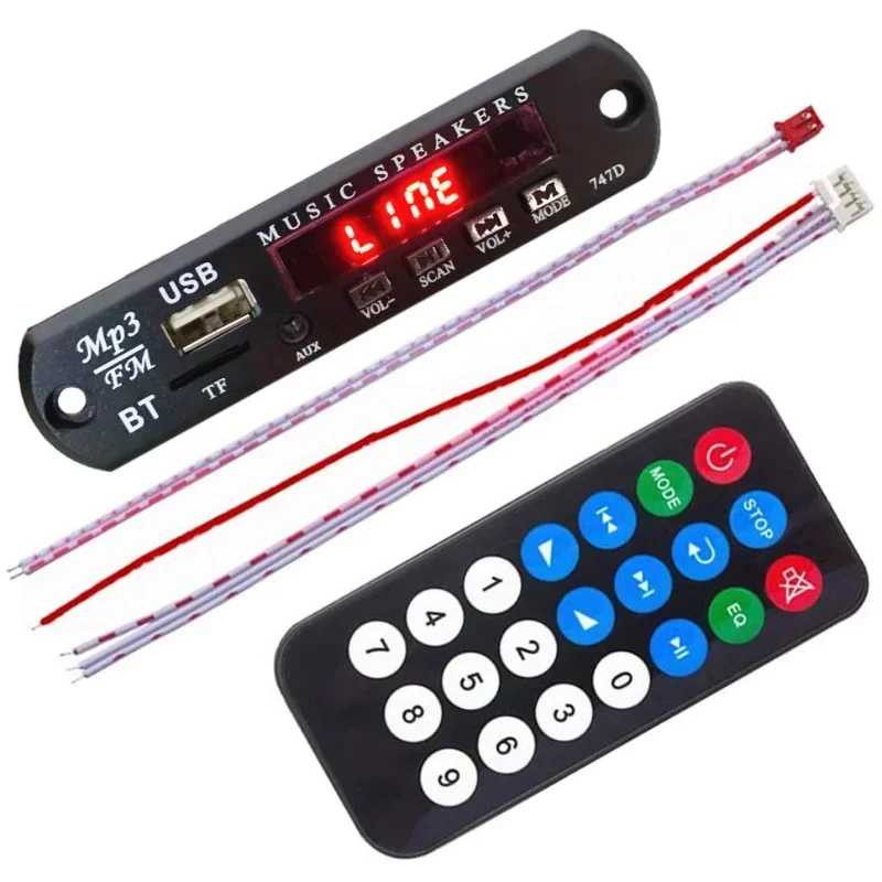 1pcs Bluetooth 12V Car MP3 Decoder Board Module WMA FM AUX Audio TF SD Card Radio USB AUX Player Speaker Remote Control Car