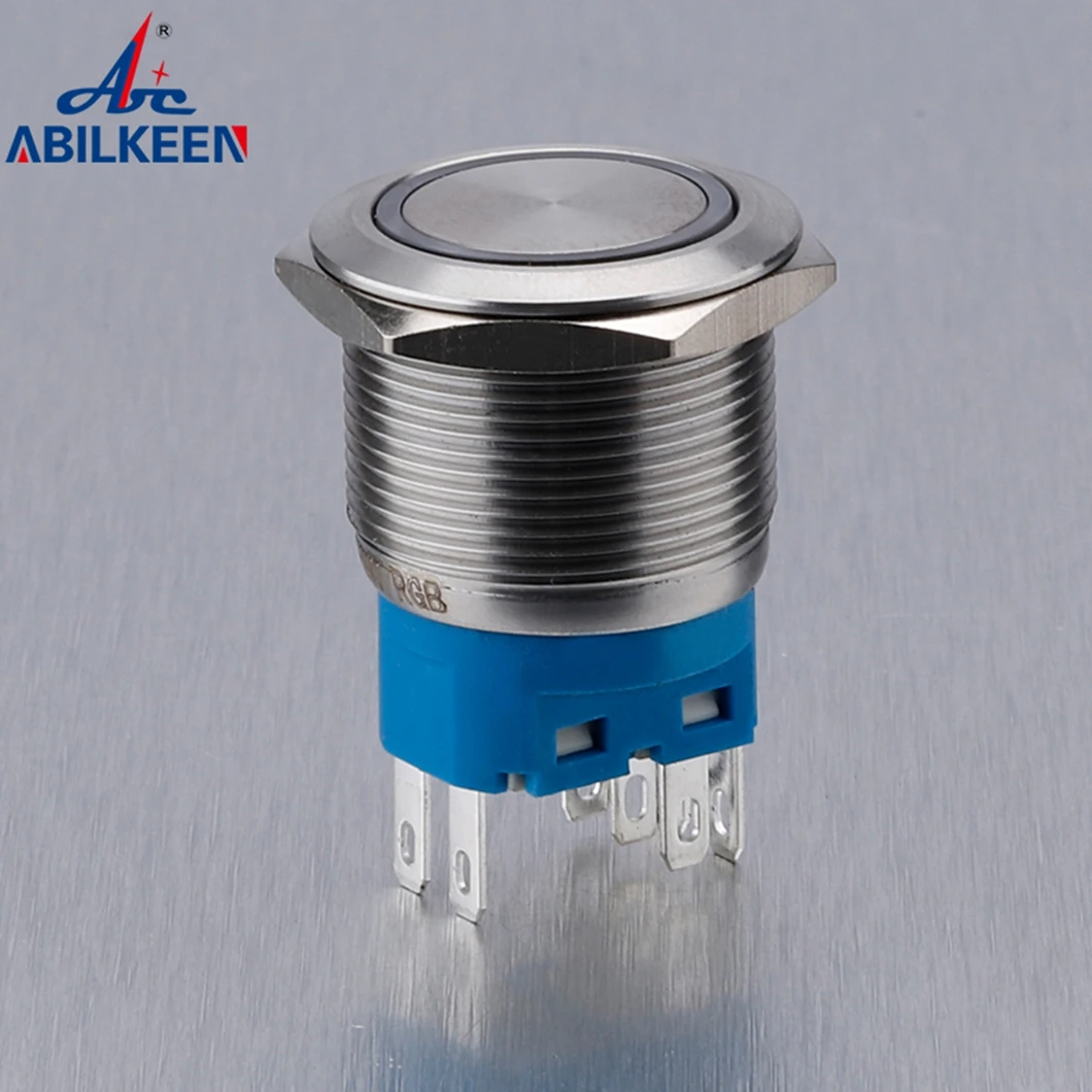 ABILKEEN 22MM 1NO1NC Metal Push Button Switch Latching/Momentary 250V5A Metal Push Button with LED Illuminate Customized Color