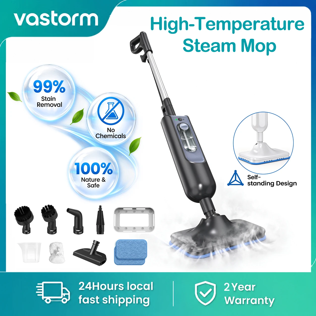 10-in-1 Steam Mop Cleaner High Temperature Detachable Handheld for Home Air Conditioning Kitchen Cleaning Machine All Floors