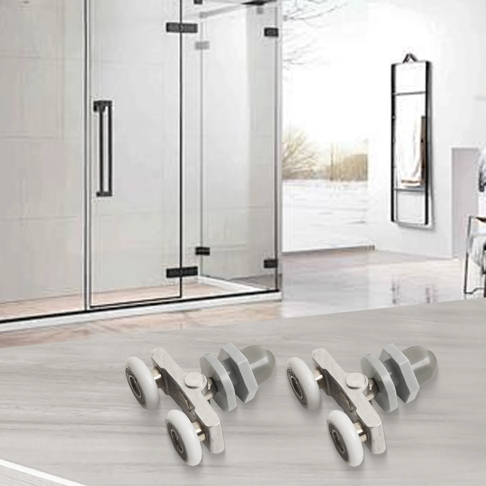 4pc Twin Bathroom Shower Door Roller Runner Wheels Sliders 19/23/25/27mm Dia Wheels Bathroom Door Runners Accessories