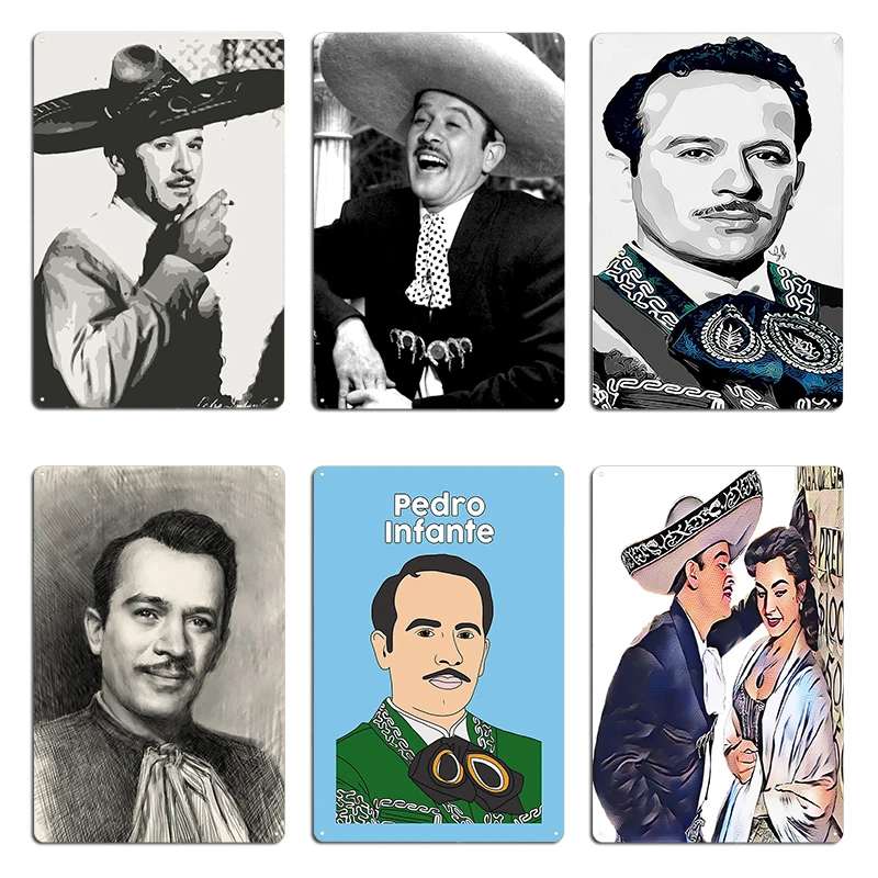 Pedro Infante y Cantinflas Cantando película mexicana estrellas de la antigua placa de Metal cine diseño de hierro crear cartel de estaño
