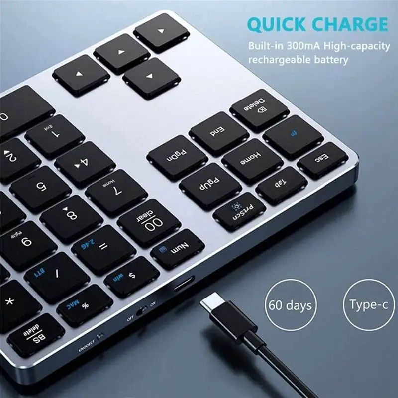 Teclado Numérico Bluetooth NewABNR, Teclado Numérico Inalámbrico de 35 Teclas, Teclado Numérico Bluetooth Portátil y Delgado para Laptop, Mac, PC, Escritorio