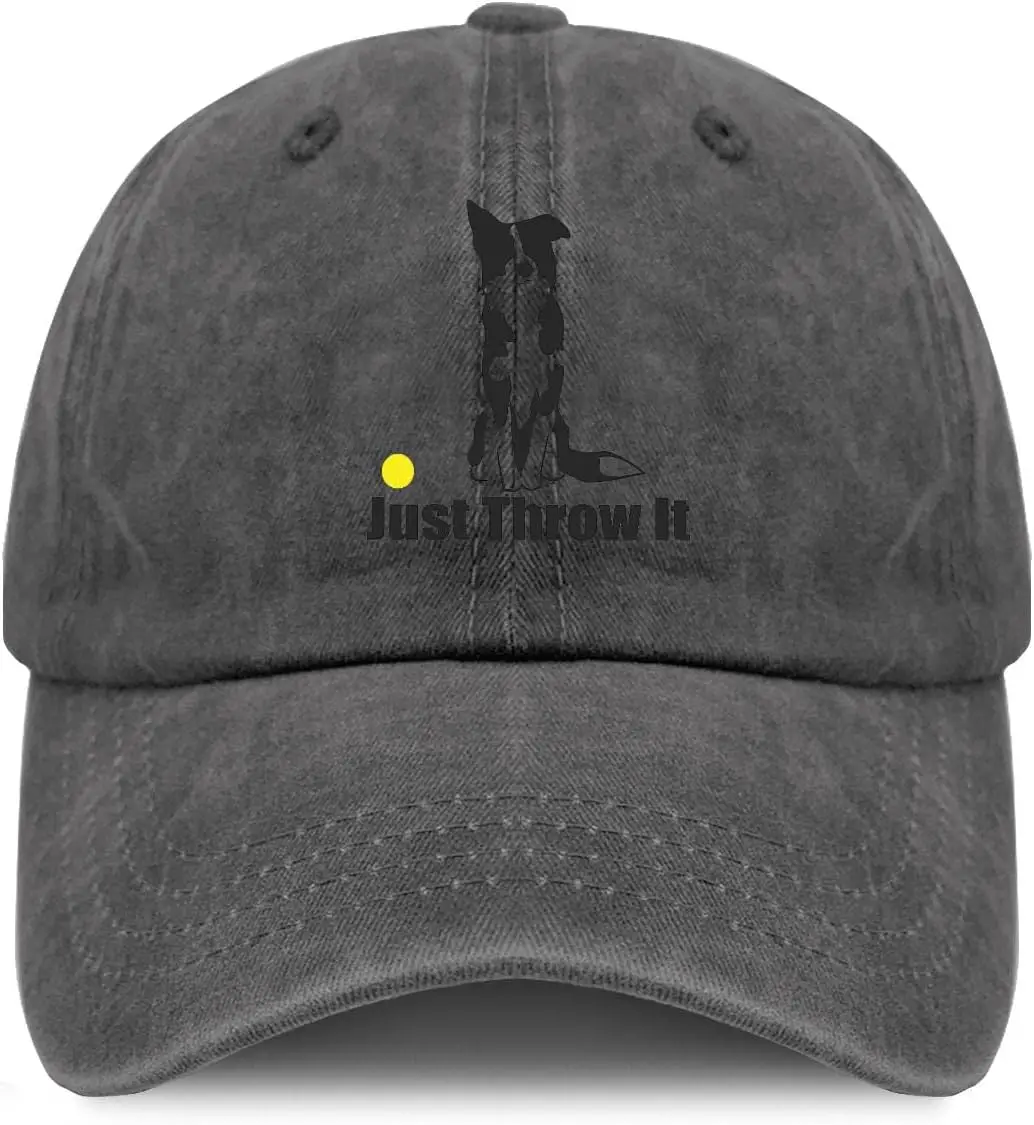 Just Throw It Border Collie Dog Baseball Cap Vintage Dog Owner Baseball Cap Men Cotton Climbing Cap Dog Lover Gifts