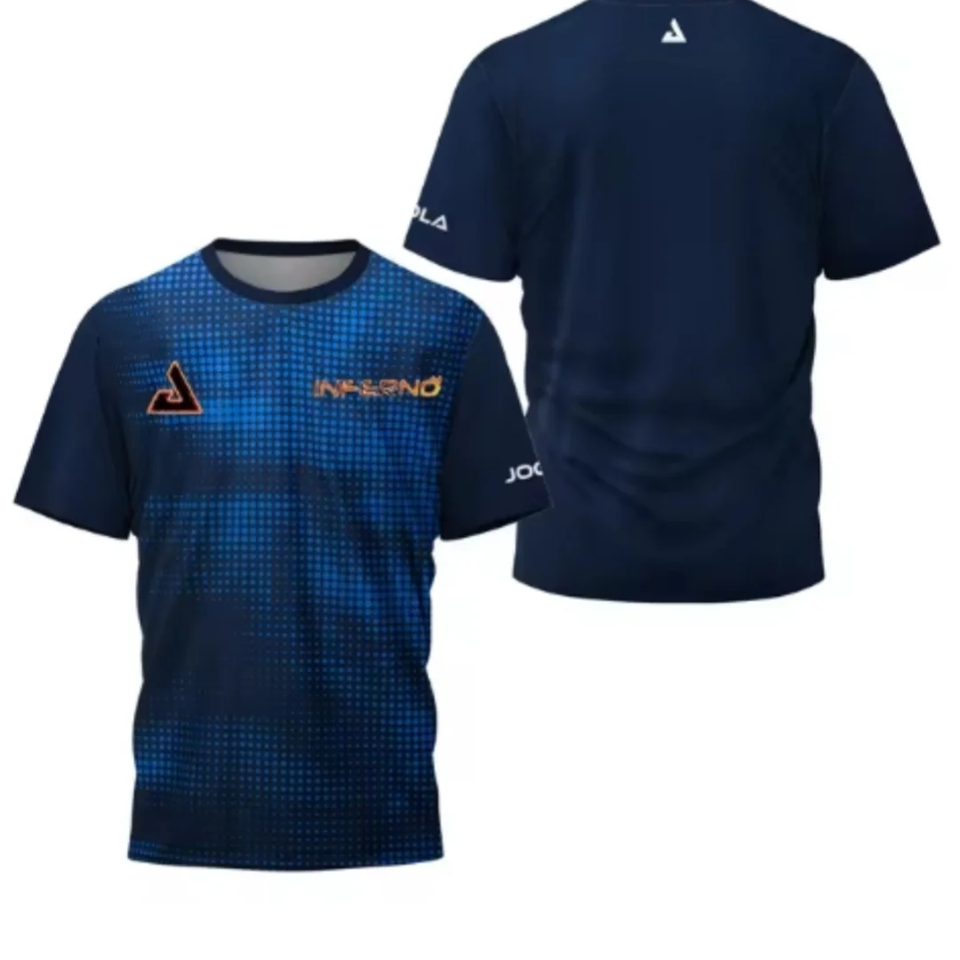 Summer fashion new table tennis printed short sleeved men\'s badminton fast drying fitness breathable round neck loose T-shirt