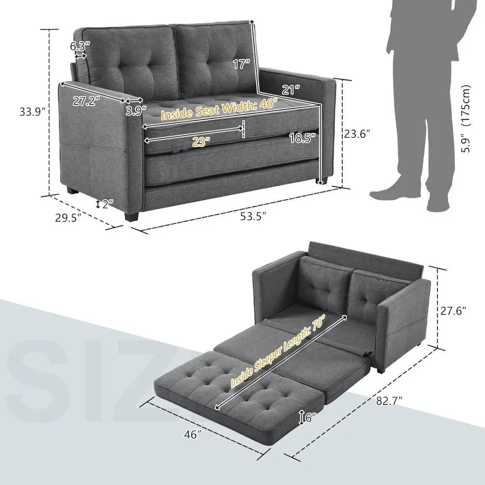 Loveseat Sleeper, Convertible Sofa Bed Couch Futon Couches for Living Room