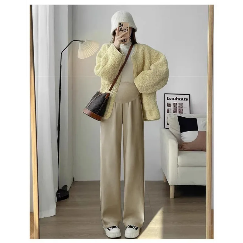 

Широкие брюки для беременных 2025 года — осенне-зимние неузкие брюки с эластичной талией для беременных, удобная одежда для беременных