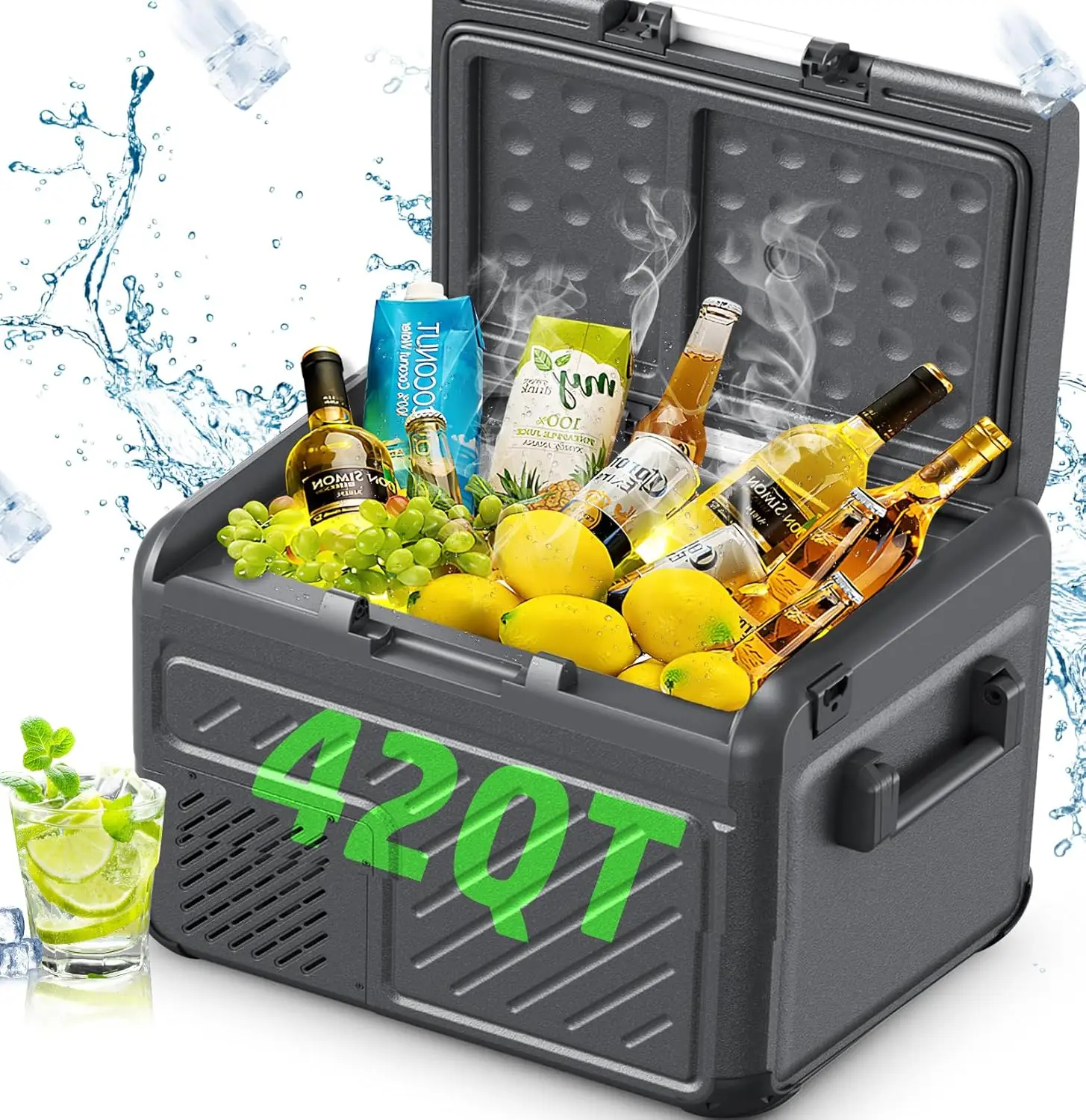 12 Car Refrigerator 42 Quart Car Fridge, -4℉ To 68℉ Portable Freezer for Car, Electric Cooler 12V/24V DC, 100-240 Volt AC Plug I