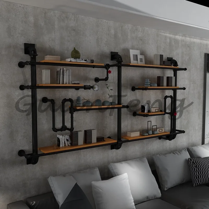 Shelf living room creative wall hanging solid wood baffle bookshelf