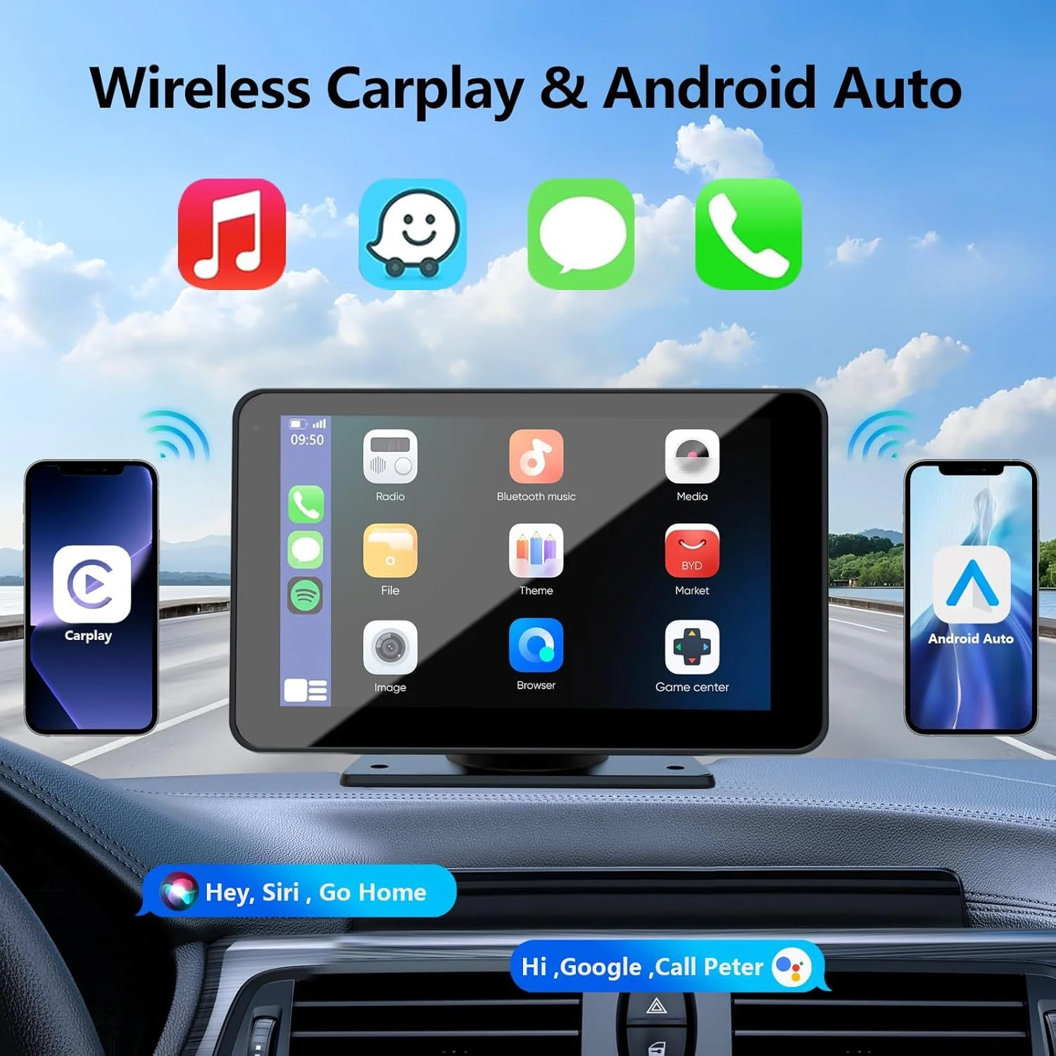 Touch screen DVR Dash Cam da 7 pollici 4K per car audio Alpine Carplay Android Auto CarPlay Monitor su Dash Carplay Scree