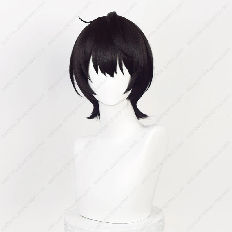 ES Ritsu Sakuma Cosplay Perruque, Perruques Synthétiques, Cheveux Courts Noirs Naturels, Degré de Chaleur, 32cm