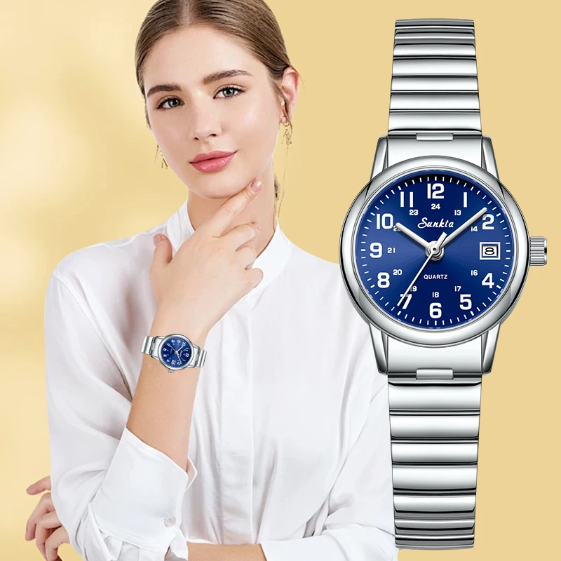 LIGE Sunkta Fashion Luxury Woman Watch Elegant Classic Simple Waterproof Calendar Stainless Belt Women's Wristwatch  Ladies Gift