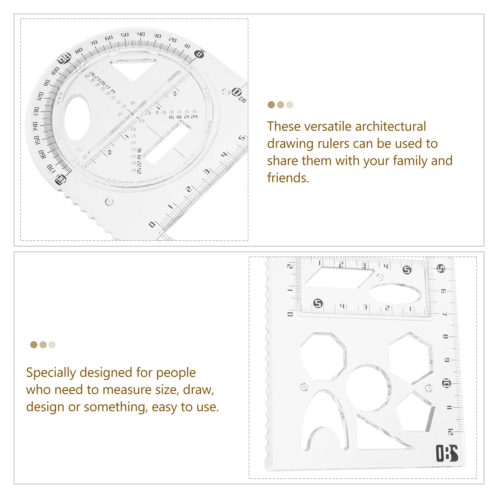 Règle de mesure en plastique pour étudiant, modèle de dessin géométrique, pour la proximité, multifonctionnel, ingénierie