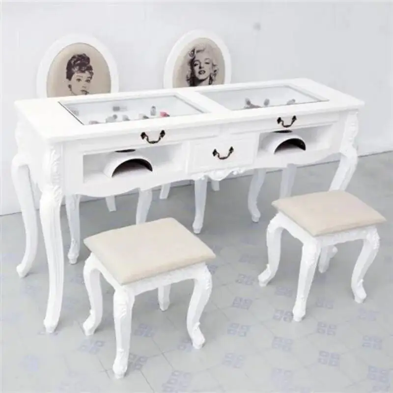 Retro Modern Nail Tables White Nordic Exquisite Manicure Tables Portable Speciality Manicure Tafel Nail Salon Furniture CM50ZJ