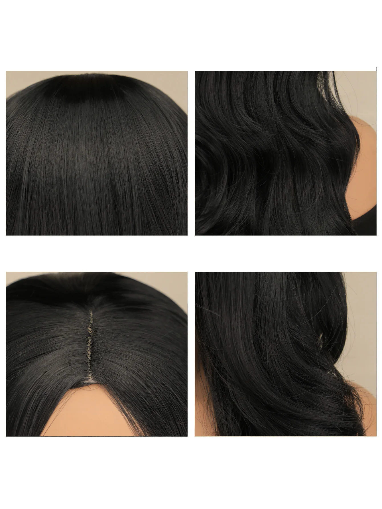 Длинные черные волнистые парики для женщин Черный вьющийся парик Средняя часть Синтетический 26-дюймовый естественный вид Черный парик для ежедневного использования на вечеринке