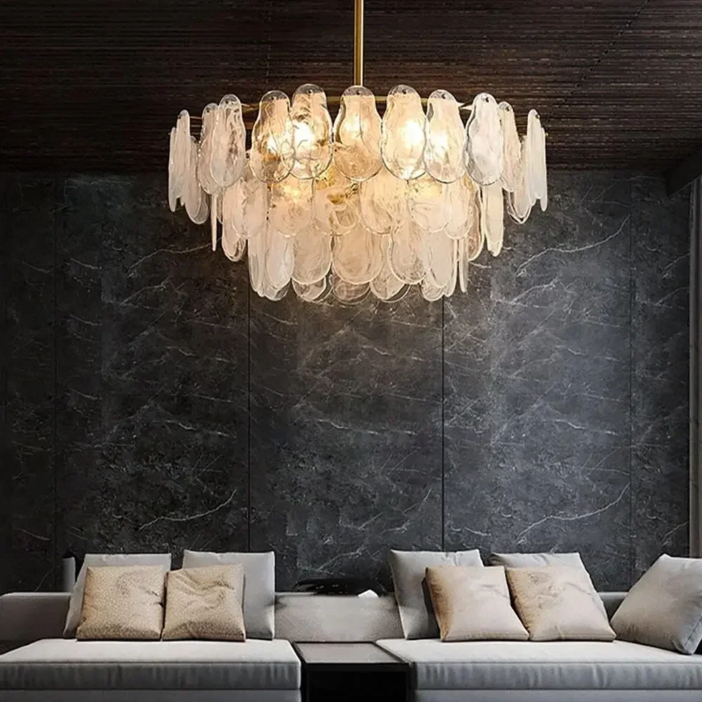 

Nordic Luxury Pendant Lamp Glass Metal Crystals LED Chandeliers Living Room Dining Room Decoration Hanging Ceiling Light Fixture