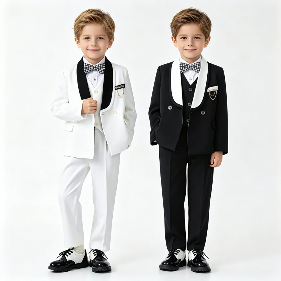

Boys Shawl Lapel Tuxedo Suit Set Formal Wedding Outfit for Kids Toddlers Children Ring Bearer Pageant Performance Birthday Party