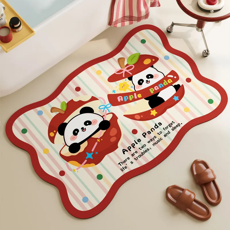 VIKAMA Bathroom Crystal Velvet Rug Easy To Clean Foot Mat At The Entrance Of The Bathroom Cartoon-Shaped Home Decor Accessory