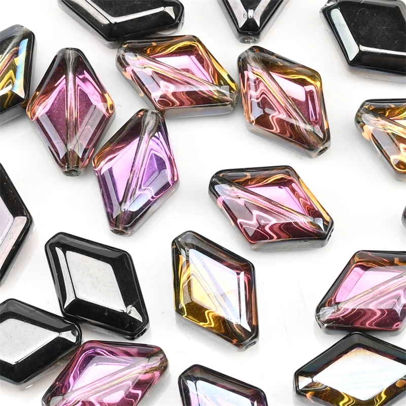 15mm Czech Glass Bicone Beads Electroplated Color Rhombic Crystal Beads Handmade Diy Crafts Pendant Rings Accessories