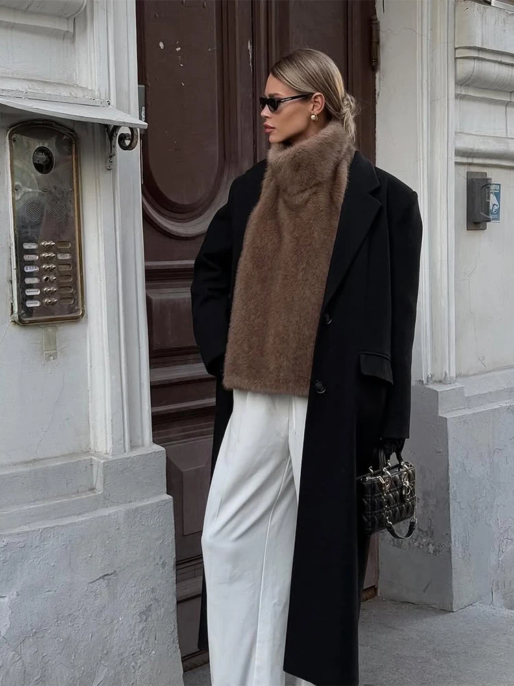 Casual Feste Faux Pelz Weste Frauen Mode Freizeit Ärmellose Hohe Kragen Lose Weste Dame Täglichen Neue Chic Highstreet Westen